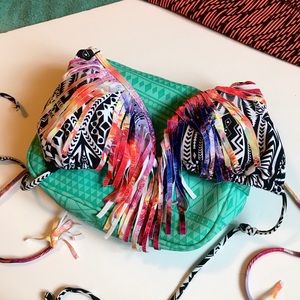*RESERVED *Tribal Fringe Bikini Top M